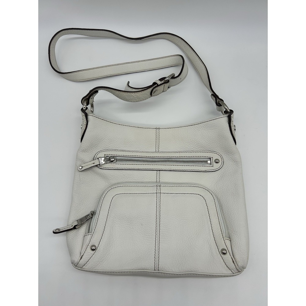 Vintage Tignanello  White  100% Leather Crossbody Shoulder Purse Bag ‎ Wallet